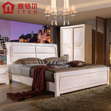 意特尔水曲柳实木床白色1.8米双人床现代中式高箱储物全实木大床