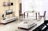 纳菲尼家具现代时尚高档实木板式小户型玻璃大理石圆角茶几电视柜