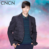 cncn冬季新款男士羽绒服 薄款西装领修身外套 男印花轻薄羽绒衣