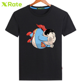 X-Rate个性恶搞胖子超人衣服 肥超大码宽松男式纯棉短袖t恤半袖衫