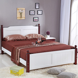 特价实木床松木床新欧式家具卧室双人床白色柚木色大床1.8米简约
