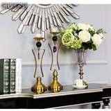 花瓶摆件样板房间客厅餐桌家居装饰品 创意时尚水晶茶色玻璃欧式