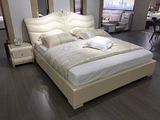 小美式简约实木真皮床1.8米小户型欧式粉色白色公主婚床1.5米软床