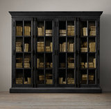 法式复古家具 美国RH橡木全实木雕花柜子 欧式宜家书柜 储物柜