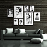 奥黛丽赫本黑白装饰画 好莱坞风格壁画 美容会所休闲风格照片墙