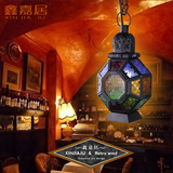 复古工业咖啡厅怀旧东南亚创意彩色玻璃台灯水晶灯树枝琉璃吊灯饰