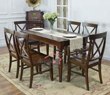 欧式实木餐桌餐椅组合美式复古做旧长餐台简欧宜家客厅餐桌定制