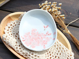 小瑕疵特价 日式餐具 日本进口陶瓷 有田烧手绘粉樱异形料碟筷架
