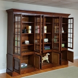 百合玫瑰家具现代简约美式全实木家具水曲柳书柜书橱有柜门左中右