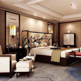 新中式双人床 水曲柳全实木床 酒店宾馆标准间单人床双人床现货