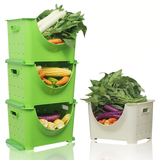 左遇 包邮塑料叠加储物箱厨房水果蔬菜整理筐置物收纳架碗架3个装
