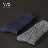 VVQI秋冬羊毛加厚保暖纯色商务男袜中筒中老年男人袜冬天袜礼盒装