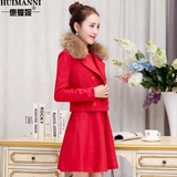 时尚套装女 2015秋冬新款韩版修身二件套毛呢连衣裙 两件套套装裙