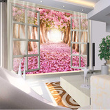 樱花粉色壁纸浪漫温馨婚房壁纸韩式现代简约3d立体壁画自粘墙纸
