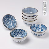 创意青花瓷碗日韩外贸餐具陶瓷碗米饭碗直口碗和风碗中式碗釉下彩