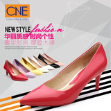 CNE2016女鞋时尚纯色真皮尖头通勤中跟优雅单鞋6M57203