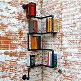 新款美式复古简易铁艺墙上创意书架 壁挂装饰组合书柜管道置物架