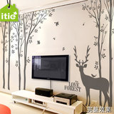 爱贴墙贴 壁纸 客厅卧室餐厅特大超大型液晶电视背景-森林小鹿3