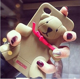 Moschino泰迪熊苹果6plus手机壳 Iphone6抱抱熊 保护套5S软硅胶套