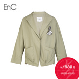 ENC2016秋季女装新品简约通勤西装领纯色短款外套EHJJ63850H