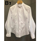 韩国东大门2016秋装新款灯笼袖白衬衫女长袖领口钉珠淑女气质衬衣