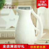 米子家居 美式田园浮雕做旧陶瓷花瓶创意水壶摆件 小王子鹿角花瓶
