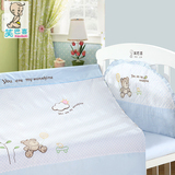 笑巴喜纯棉婴儿床床品五件套 宝宝床围床单5件套 婴儿床上用品