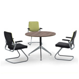 办公家具小型洽谈桌椅组合 会议桌 圆形 钢木结合简约现代新款