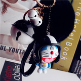 哆啦A梦钥匙扣 獭兔毛球铃铛头盔钥匙链 机器猫钥匙挂件 叮当猫