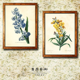 美式乡村田园装饰画复古做旧实木框客厅卧室餐厅壁画挂画花卉植物