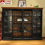 亿博郡简约现代特价书架自由组合实木带门书柜可移动书橱家具