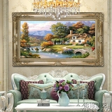 欧式客厅玄关餐厅卧室纯手绘田园美式爱家风景油画横幅装饰挂壁画