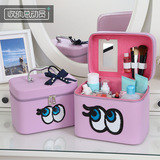 韩国大容量简约方形化妆包大号可爱化妆品收纳包化妆箱便携小方包