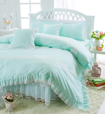 水晶之恋蕾丝公主三四件套 韩版全棉床裙式家纺双人床上用品1.8米