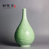 景德镇陶瓷花瓶 纯手工豆青釉 现代家居装饰品客厅摆件瓷器