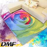 DMF新品时尚个性潮流客厅地毯 田园风七彩玫瑰花朵茶几垫卧室地毯