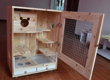龙猫实木杉木柜笼别墅城堡带冰踏厕所个性定制宠物柜60x40x80cm