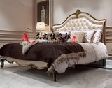 美式全实木床欧式新古典雕花1.8婚床法式复古做旧双人床简欧家具