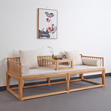 新中式禅意罗汉床现代客厅简约布艺样板房沙发实木榻会所茶楼家具