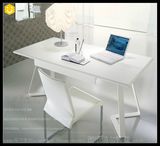 白色钢琴烤漆书桌简约现代定制书桌电脑桌创意书桌办公桌定做书桌