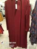 H&M HM专柜正品代购 女装 酒红色长款薄款针织开衫 0371520