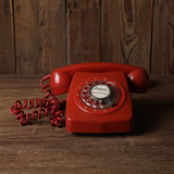 【古董老旧货】vintage  80年代 红色 老拨盘电话机 怀旧收藏
