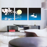 鸳鸯戏水 装饰画无框画客厅现代简约沙发背景墙壁挂画三联电表箱