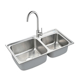304不锈钢厨房水槽 拉丝  双槽 洗菜盆套餐 洗碗池   拉伸盆