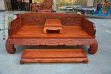 缅甸花梨红木罗汉床 双面精雕凤凰 加厚独板 实木罗汉床 实用收藏