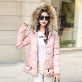 2015冬季新款韩版中长款棉服大码修身毛领连帽羽绒棉衣短款外套女