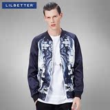 Lilbetter夹克男 个性印花插肩袖春衣薄款16年新品潮牌男士外套LB