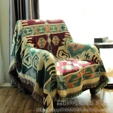 外贸原单欧美纯棉线编织线毯加厚两面针织盖毯沙发巾/罩床尾毯