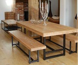 美式仿古家具实木餐桌 铁木桌椅 餐桌椅组合办公桌 酒吧桌 咖啡桌