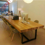 美式loft办公室家具实木工业风办公桌复古长条桌椅铁艺长桌会议桌